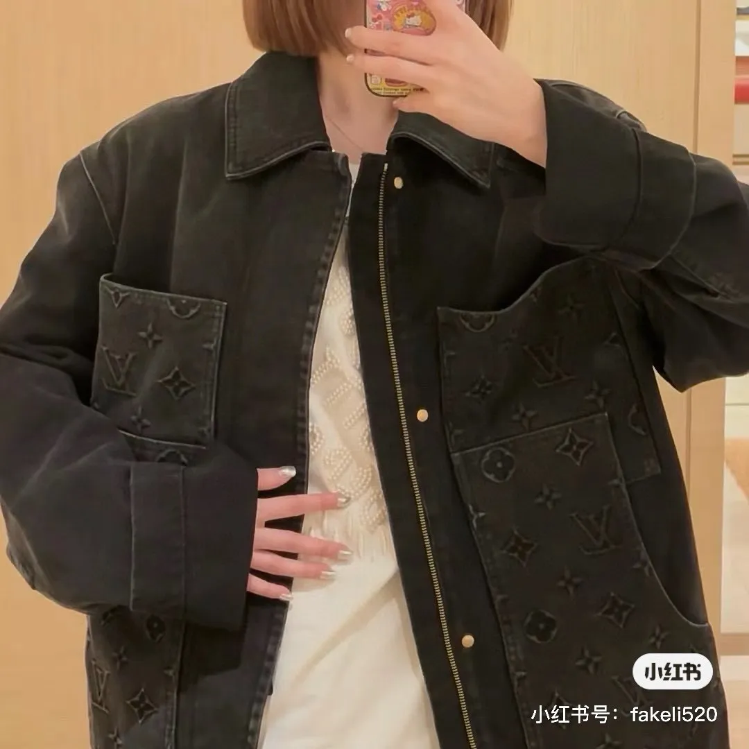 Louis Vuitton Floral Embossed Wash Denim Jacket